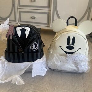 Loungefly Wednesday Addams Cosplay & Mickey Ghost mini backpack Set